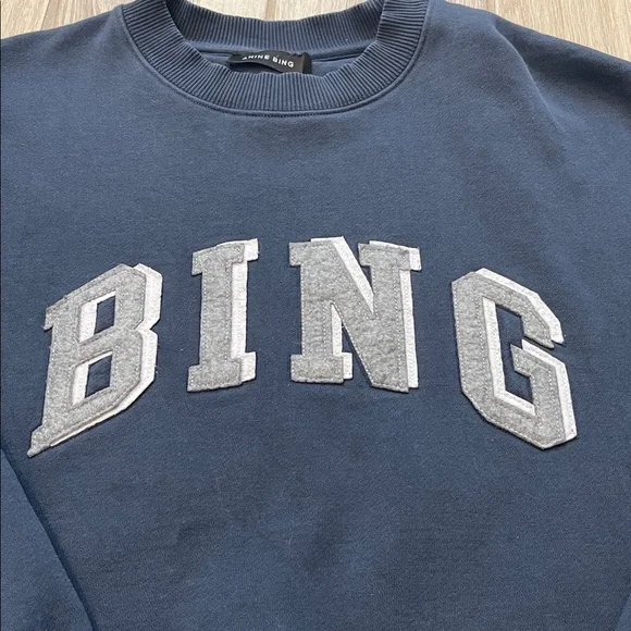 Anine Bing Navy Oversized Crewneck Sz XS A-08-5205-420 - Picture 6 of 14